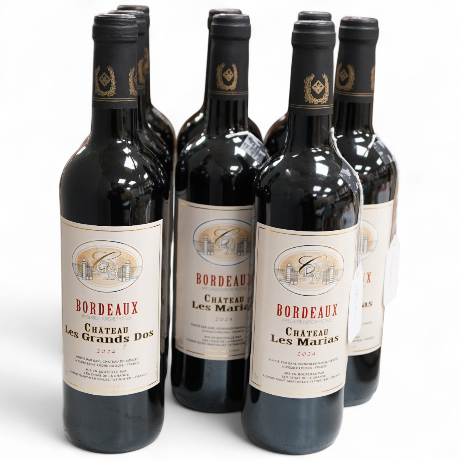 Eight bottles of Bordeaux Chateau Les Marias, 2024
